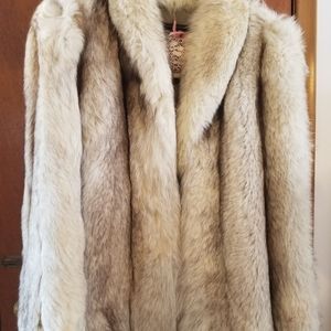 Fur silver fox coat
